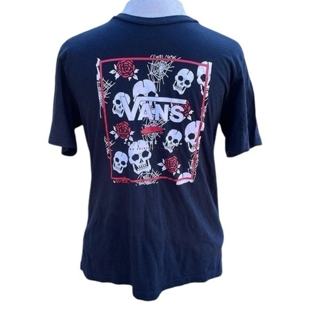 Vans classic fit short sleeve T shirt black/red/white, medium, skulls
